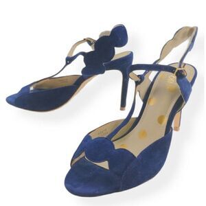 Boden Cecile Blue Heels Size 37 Blue Suede Leather‎